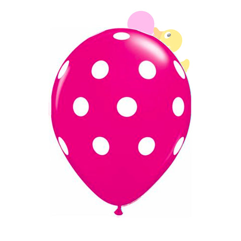 11" Latex Balloon Polka-Dot Hot Pink
