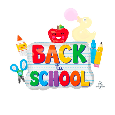 SuperShape™ Back to School Apple & Pencil Balloon 31"