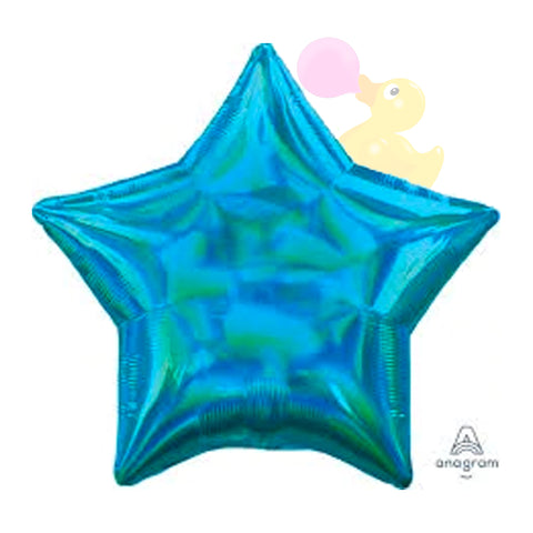 Iridescent Cyan Star Balloon 19"