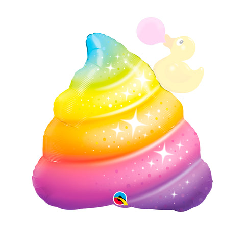 Rainbow Poop Emoji Balloon with Sparkles